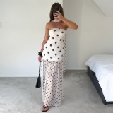 Polka Dot Print Tube Top Maxi Dress XEF-K6D07455A