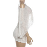 See Through Slash Shoulder Top Two Piece Skirts Set XEF-K6S03590A