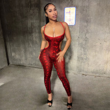 Snake Print Backless Bow-Tie Jumpsuit GDSF-D26JP153