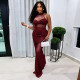 Mesh Patchwork See Through Sleeveless Maxi Dress GDSF-D26DS180