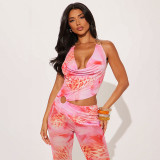 Print Halterneck Backless Jumpsuit GDSF-Q26JP042