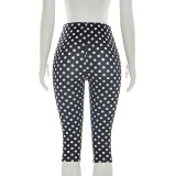 High Waist Polka Dot Print Seventh Pants MXBF-J26PT151
