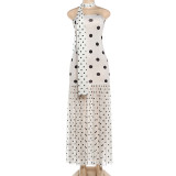 Polka Dot Print Tube Top Maxi Dress XEF-K6D07455A