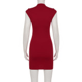 Hollow Out Solid Color Mini Dress GPKJ-MR49511