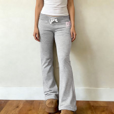 Letter Print Drawstring Micro Flare Pants GPKJ-MR46918