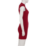 Hollow Out Solid Color Mini Dress GPKJ-MR49511