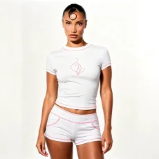 Sport Print T Shirt Shorts 2 Piece Set YNSF-8033