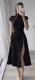 Solid Color Zipper Split Midi Dress QODY-6077