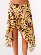 Leopard Print Irregular Skirt(With Lined) SHD-8111