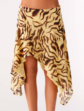 Leopard Print Irregular Skirt(With Lined) SHD-8111