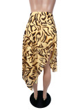 Leopard Print Irregular Skirt(With Lined) SHD-8111