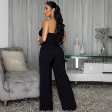 Flowers Tube Top Solid Two Piece Pants Set CYA-902390