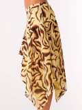 Leopard Print Irregular Skirt(With Lined) SHD-8111