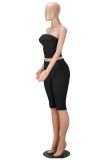 Solid Color Wrap Chest Top Two Piece Shorts Set MZ-26006
