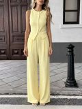 Solid Color Sleeveless Two Piece Pants Set SHD-8110