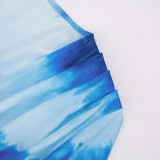 Tie Dye Print Flare Sleeve Two Piece Short Set GDSF-D26ST156