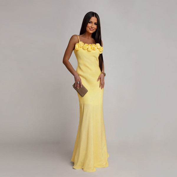 Backless Sling Flowers Evening Dress CYA-902255