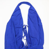 Solid Color Tie Up Backless Romper CYA-902395