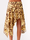 Leopard Print Irregular Skirt(With Lined) SHD-8111