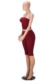 Solid Color Wrap Chest Top Two Piece Shorts Set MZ-26006