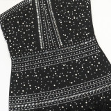 Hot Drill Feather Patchwork Midi Dress CYA-902384