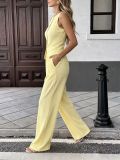 Solid Color Sleeveless Two Piece Pants Set SHD-8110