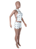 Polka Dot Print Backless Two Piece Short Set SHD-9989