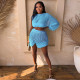 Solid Color Long Sleeve Tassel Mini Dress YF-11007
