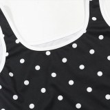 Polka Dot Print Sleeveless Midi Dress CYA-902427