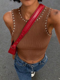 Ribbed Rivet Tank Top SH-391586