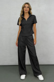 Solid Color Lapel Two Piece Pants Set SSNF-211523