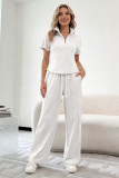 Solid Color Lapel Two Piece Pants Set SSNF-211523