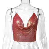 Metal Sequins Halterneck Tank Top GZYY-6008