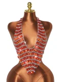 Gemstone-Studded Halterneck Backless Top GZYY-B25839