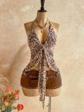 Leopard Print Tie Up Top GXIY-K26L2565