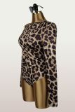 Print Slash Shoulder Long Sleeve Bodysuit YWXS-K25L1630