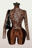 Mesh Print Long Sleeve Top YWXS-K26L2265