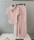 Solid Color Lapel Two Piece Pants Set SSNF-211523