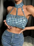 Hand-sewn Gemstone Halterneck Top GZYY-21330