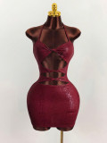 Solid Color Hollow Out Bodycon Dress GXIY-K26L2572
