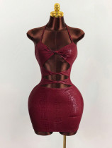 Solid Color Hollow Out Bodycon Dress GXIY-K26L2572