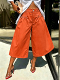 Solid Color Ruched Loose Trousers SH-391585