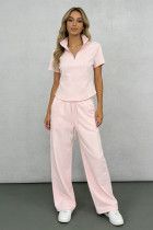 Solid Color Lapel Two Piece Pants Set SSNF-211523