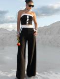 Contrast Color Stripe Two Piece Pants Set QODY-6078