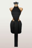 Solid Color Patchwork Hollow Out Mini Dress GXIY-K26L2179