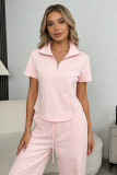 Solid Color Lapel Two Piece Pants Set SSNF-211523