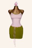 Contrast Color Sling Tie Up Skirt Suit GXIY-K26L2518