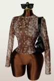 Mesh Print Long Sleeve Top YWXS-K26L2265