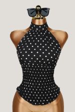 Polka Dots Print Halterneck Tank Top GXIY-K26L2606