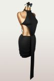 Solid Color Patchwork Hollow Out Mini Dress GXIY-K26L2179